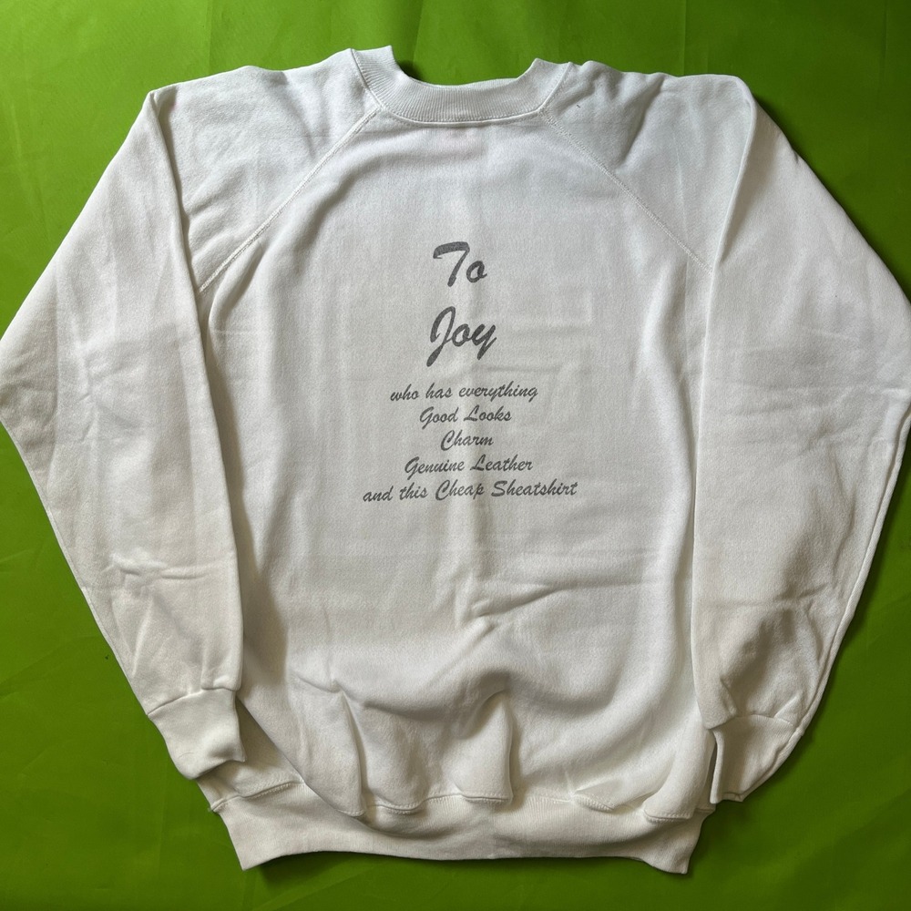 80s Vintage Hanes Sport Sweatshirt White Graphic Joy Funny USA Made Mens Large